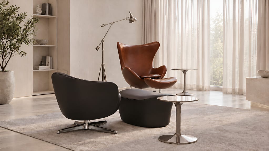 Sunlit Modern Lounge with Leather Seating big